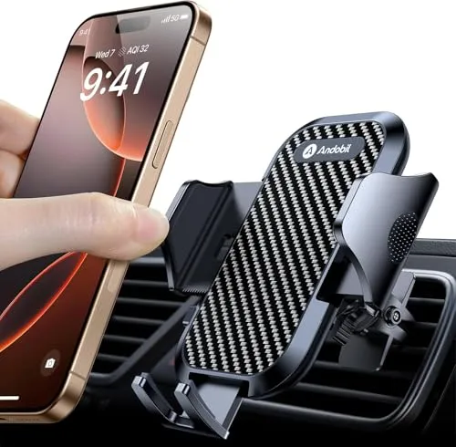 andobil Handyhalterung Auto Lüftung - 2025 Upgrade mit 360° Drehung - Kfz-Handyladestationen, 100% sicherer Griff und einhandbedienbar für bequemes Navigieren während der Fahrt.