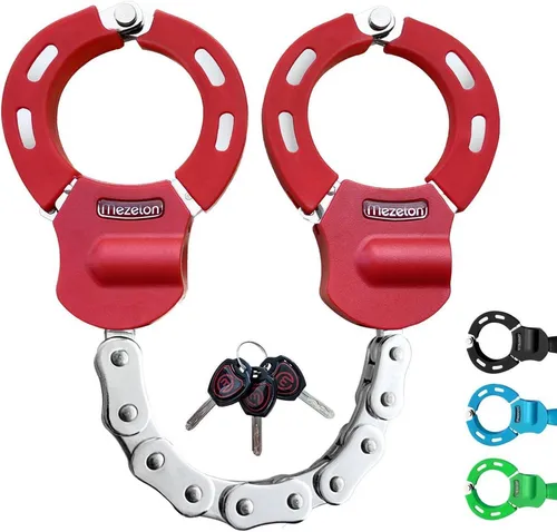Hochsicherheits E Scooter Schloss - Handschellendesign in Rot - Elektro-Scooter Schloss - Robuste Konstruktion aus hochwertigem Stahl mit einzigartigem Handschellen-Design für maximale Sicherheit und trendige Ästhetik.