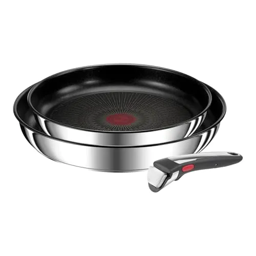 Tefal Ingenio Preference 3-teiliges Pfannenset mit abnehmbarem Griff - Platzsparendes Pfannenset (22/26 cm) für alle Herdarten, mit langlebiger Antihaftversiegelung und sicherem, abnehmbarem Griff. Ideal für vielseitiges Kochen und einfache Reinigung.