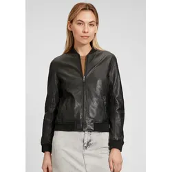 Lederjacke MAURITIUS "MWBjella" für Damen, Gr. XL, Schwarz - Funktionsjacke aus 100% hochwertigem Schafsleder mit modischem Stehkragen und Strickbündchen, ideal für stilvolle Auftritte und warme Tage.