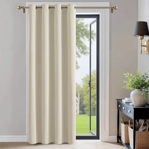 PONY DANCE Blickdichte Gardinen mit Ösen Thermovorhang Wohnzimmer Gardinen Blickdicht Verdunkelungsvorhang Kinderzimmer Curtain, 1 Stück H 210 cm x B 132 cm, Hellbeige