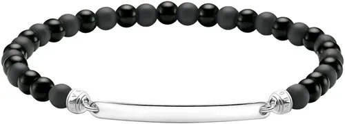 THOMAS SABO Gravierbares Armband mit Obsidian, A2179-023-11-L21 - Armschmuck aus Silber 925 mit flexiblem Gummizug und Obsidianstein. Kostenlos gravierbar in THOMAS SABO Shops - perfekt für persönliche Geschenke!