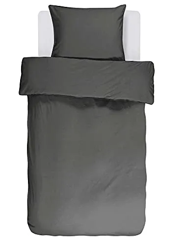 Essenza Bettwäsche Design Guy Anthracite 135x200+80x80 - Bettwäsche aus 100% Baumwolle, hautfreundlich und waschbar bis 60 °C. Der verdeckte Reißverschluss und das elegante Design sorgen für stilvolle Nächte.