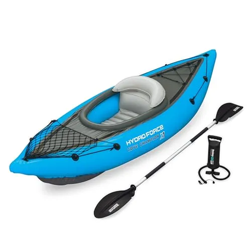 Bestway Hydro-Force Kajak-Set Cove Champion X1 - Ideal für Einsteiger - Kanus mit reißfestem Inflata-Shield-Material, komfortablem Cockpit und umfangreichem Zubehör für unvergessliche Wasserabenteuer.