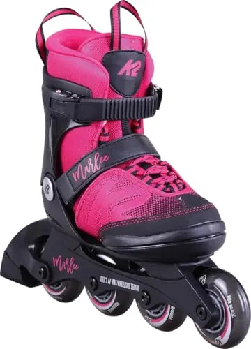 K2 MARLEE Kinder Inline Skate pink - Größen 35-40 - Kids Skates mit verstellbarer Größe um bis zu 5 Größen, ideal für wachsende Füße. Der bequeme K2 Softboot sorgt für Stabilität und Komfort beim Fahren.