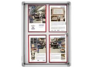 Magnetoplan Schaukasten SP 1215300 - Abschließbarer Schaukasten für den Innenbereich mit magnetischer, trocken abwischbarer Rückwand. Ideal für die Präsentation von 12 x A4-Dokumenten in Büros und öffentlichen Räumen.