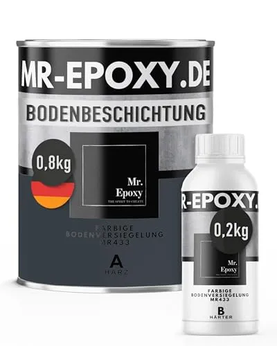 Mr. Epoxy Bodenversiegelung 2K Epoxid-Bodenbeschichtung - Hochwertige 2K-Bodenbeschichtung für langlebige, widerstandsfähige Böden in Garage, Werkstatt oder Industrie. Einfache Anwendung, optimale Deckkraft und professionelle Optik für stark beanspruchte Flächen.