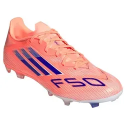 adidas Unisex F50 League FG/MG Fußballschuh - Beam Orange/Lucid Blue/Cloud White - Fußballschuhe mit regulärer Passform und Sprintgrid-Technologie, ideal für verschiedene Bodenverhältnisse und optimalen Spielkomfort.