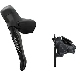 SHIMANO GRX Di2 Scheibenbremse Set BL-RS717 / ST-RX715 - Hochwertiges SHIMANO GRX Di2 Scheibenbremse Set mit 1x12-fach Antrieb. Optimierte Griffgeometrie für Gravel-Einsätze, kabellose Steuerung und präzise Schaltvorgänge für unbeschwerte Abenteuer.