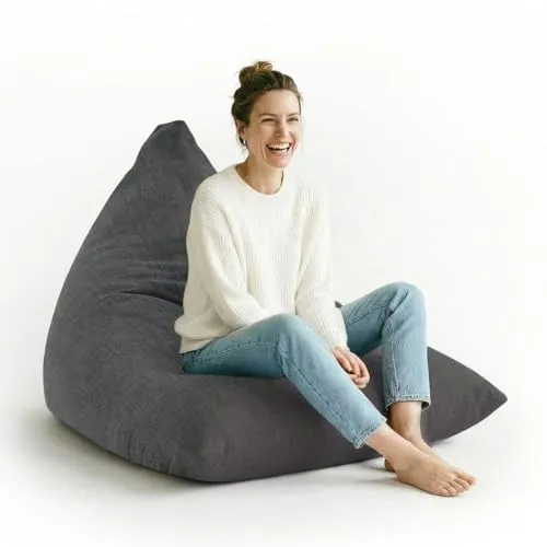 Lumaland Sitzsack Interior Line - Dreieckiger Bean Bag für Gaming & Relaxen - Sitzsäcke, flexibler Indoor-Sitzsack mit Leinen-Haptik für höchsten Komfort, ideal für Kinder und Erwachsene, in 6 Farben erhältlich.