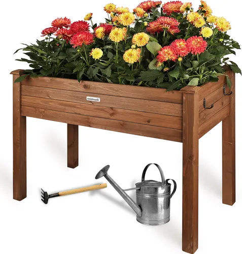 needs&wants® Hochbeet aus Holz - Schmaler Pflanzkasten für Garten, Balkon und Terrasse - Hochbeet aus robustem Holz, ideal für Kräuter und Blumen, mit 80 l Fassungsvermögen und schmalem Design für begrenzte Flächen.