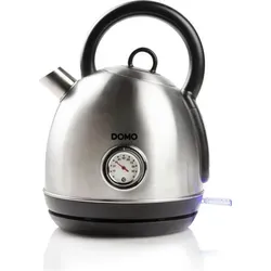 Domo Wasserkocher Retro Do9230Wk - Silber - Retro Edelstahl-Wasserkocher mit 1,7 Liter Fassungsvermögen und 2200 Watt Leistung. Integrierter Filter und 360° drehbare Basisstation für optimale Handhabung und einfache Reinigung.