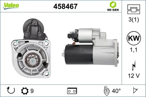 Valeo Starter VALEO RE-GEN - AT 458467 - Autoteile mit innovativer RE-GEN Technologie, die die Energieeffizienz verbessert und die Leistung Ihres Fahrzeugs optimiert.