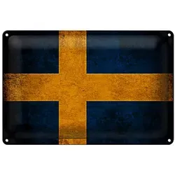 Roomando Metallschild Blechschild Flagge 30x20cm Schweden Fahne 30x20