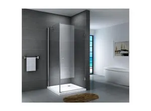 Fa-Bausysteme Glasdusche Eger Gestreift 100 x 100 cm - Hochwertige Glasdusche mit exzellentem Preis-Leistungs-Verhältnis. Leichte Reinigung und optimale Spritzwasserdichtigkeit dank Magnetdichtprofilen. Ideal für moderne Badezimmer.