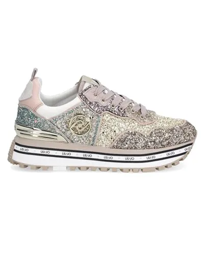 Liu Jo Scarpe Sneaker Maxi Wonder 24 Glitter Light Gold Donna DS23LJ02 BA3021EX135 35