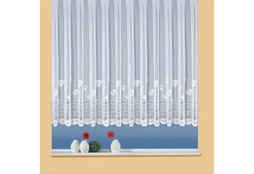 Weckbrodt Gardine Flowers, Kräuselband - Fertiggardinen mit floralem Jacquarddesign, halbtransparent und pflegeleicht, ideal für stilvolle Fensterdekoration.