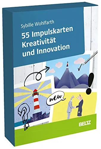 Impulskarten Kreativität und Innovation: 55 Coachingkarten mit Booklet - Consulting-Tool zur Förderung von Kreativität und Innovation, inklusive 28-seitigem Booklet für tiefere Einblicke und Anleitungen.