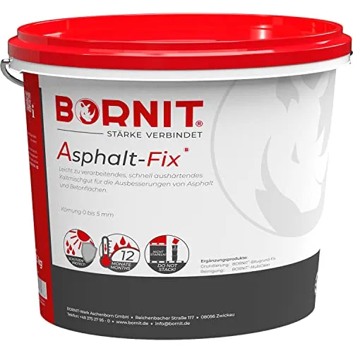 BORNIT Asphalt-Fix, Reaktivasphalt, 25 kg Reparaturmaterial für den Straßenbau, Asphalt & Beton, sofort befahrbar & überbaubar, Kaltasphalt für Straßen
