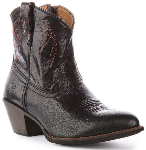 ARIAT Darlin Vollleder Kurz Cowboy Damen Stiefel IN Schwarz UK 3 - 9