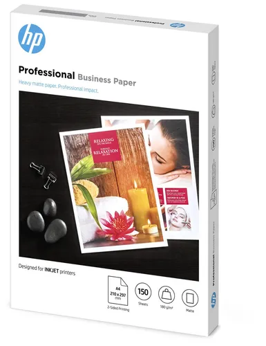 HP Inkjet-Papier 7MV79A Professional Business - A4, 180g/m², matt, beidseitig bedruckbar, 150 Blatt für gestochen scharfe Texte und lebendige Farben in Fotoqualität