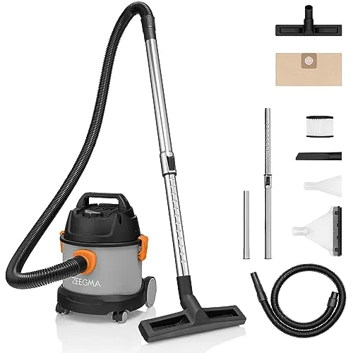 Zeegma Industriesauger Zonder Pro Compact 1000 W - Industriesauger für Trocken- und Nasssaugung, 1000 W Leistung mit Gebläsefunktion und HEPA-Filter für optimale Reinigungsergebnisse.