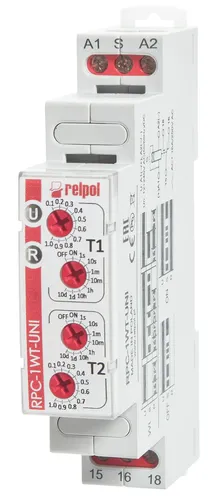 Zeitrelais Impulsüberwachung RPC-1WT-UNI - Vielseitiges Zeitrelais mit 8 Zeitbereichen, ideal für Licht- und Lüftersteuerung in Industrie und Haushalt, unterstützt 12V-240V AC/DC.