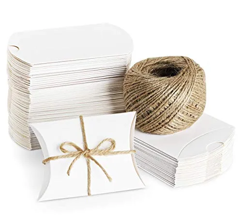 Stk. Weiß Süßigkeiten Karton Hochzeit Gastgeschenke Absofine Geschenkboxen 7x9cm mit Juteschnur 60M für Süßigkeiten Schmuck Einladung Geschenk Party Fest 100