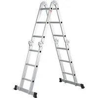 Juskys Vielzweckleiter Multifunktionsleiter - Leiter aus Aluminium mit rutschfester Trittfläche und gummierten Standfüßen, ideal für vielseitige Anwendungen im Haushalt und Garten