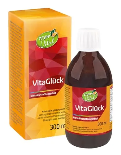 KOPP Vital® VitaGlück 300 ml Nährstoffversorgung Mikronährstoffkonzentrat 30 Portionen - für die ganze Familie Natürliche Qualität Vitaminbedarf ohne Gentechnik Glutenfrei