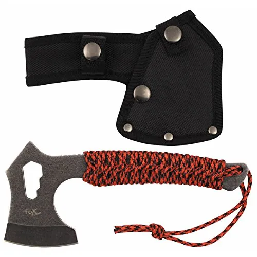 MFH Tomahawk Redrope Stonewashed Camping Axt - Kompakte Outdoor-Axt mit stonewashed Finish und Paracord-Griff. Inklusive Nylonscheide für sicheren Transport. Ideal für Camping und Abenteuer.