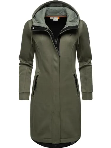 Ragwear Damen Letti Long Bonded Übergangsmantel - Funktionsjacke mit windabweisendem Material und gemütlicher Kapuze, ideal für die Übergangszeit und vielseitig einsetzbar für Outdooraktivitäten.