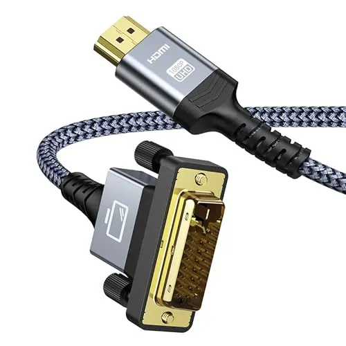 HDMI auf DVI Adapter Kabel 1.8m,Snowkids HDMI DVI Adapterkabel (Neuester Standard) mit 1080P Highspeed Full HD 24+1 bidirektional Konverter unterstützt 3D