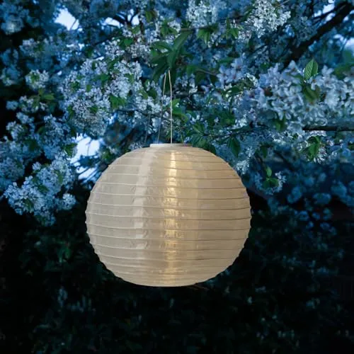 LED Solar Lampion Party Balkon Terrasse Garten Deko Laterne Sensor weiß (40cm Lampion)