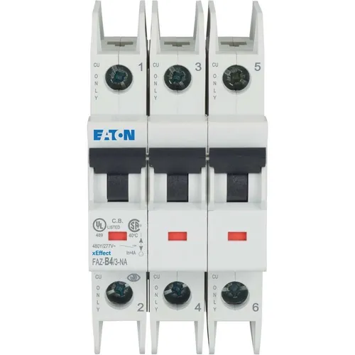 Eaton Leitungsschutzschalter FAZ-B4/3-NA 3-polig - Robuster Leitungsschutzschalter für zuverlässigen Schutz in elektrischen Anlagen. Ideal für den Einsatz in anspruchsvollen Umgebungen, mit geprüfter Qualität und einer Nennstromstärke von 4 A.