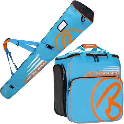 BRUBAKER Kombi Set Champion - Skisack & Skischuhtasche - Praktisches Kombi Set für Ski und Zubehör mit bruchfestem Glasfasergewebe und PU-Schaum. Ideal für bis zu 190 cm lange Ski. Perfekte Qualität für den anspruchsvollen Wintersportler.