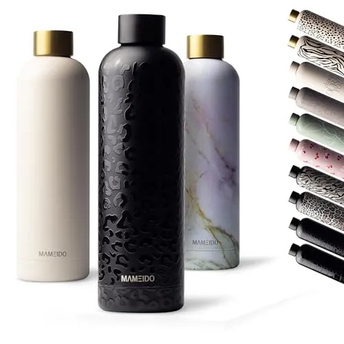 MAMEIDO Thermoflasche 750 ml, auslaufsicher, schwarz - Praktische 750 ml Thermoflasche aus Edelstahl mit doppelwandiger Vakuum-Isolierung. Ideal für unterwegs und perfekt für heiße oder kalte Getränke. Robustes Design und BPA-frei.