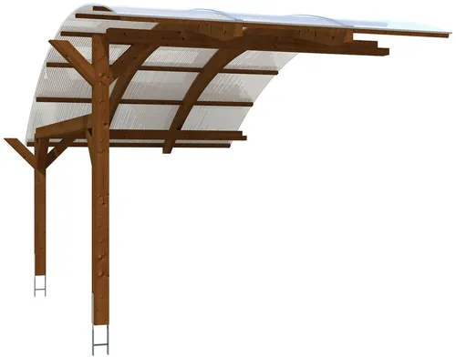 Skan Holz Erweiterung für Carport Schwaben 299 x 630 cm Nuss - Carport Erweiterung aus Leimholz, wetterfest verleimt und mit UV-beständiger Dacheindeckung für hohe Stabilität. Einfacher Aufbau ohne Grundieren dank hochwertiger Lasur.