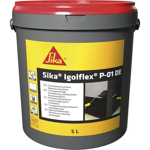 Sika Bitumen Voranstrich Igolflex P-01 DE, Grundierung für Bitumendickbeschichtung, lösemittelfrei, 5 Liter
