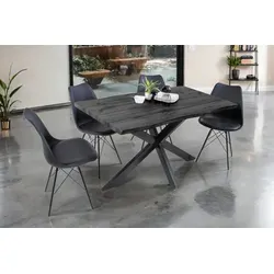 Esstisch Josy mit Baumkante in Grau und Spider-Gestell - Moderner Esstisch in Holz-Optik Grau, 140 x 80 cm mit gefräster Baumkante und stabilem Spider-Gestell aus Metall, ideal für stilvolle Ess- oder Arbeitsbereiche.