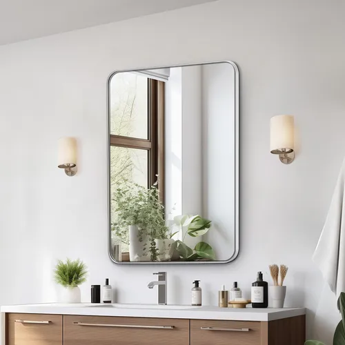 VEVOR Badspiegel Rechteckiger Wandspiegel 762x559mm - Badezimmerspiegel mit nachhaltigem HD-Spiegel, ideal für stilvolle Badezimmergestaltung und Wandmontage.