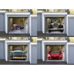 Caramel MEDIA Garagentor Deko Bild blau - Außenanbau, stilvolles American Car Design für eine einzigartige Garagenatmosphäre