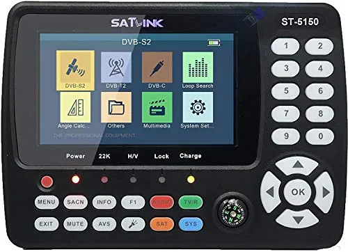 Satlink ST-5150 DVB-S/S2/T/T2/C Combo Messgerät - Satelliten-Finder mit 4,3" TFT LCD Bildschirm, ideal für professionelle Signalmessungen und schnelle Systemstarts.