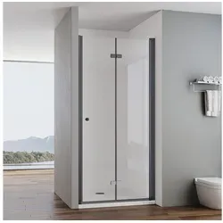 IMPTS Dusch-Falttür Duschtür Falttür 180° Dusche Nischentür Schwarz Duschkabine Drehbar, 80x185 cm, Einscheibensicherheitsglas, Sicherheitsglas, (set) Duschkabine Pendeltür Schwingtür Dusche Falttürkabine Duschabtrennung 80 cm x 185 cm