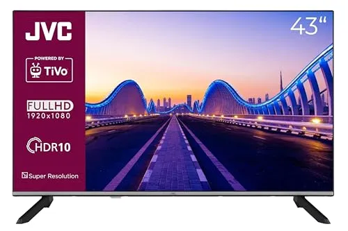 JVC 43 Zoll Smart TV LT-43VF7555 - Full HD Fernseher mit HDR, Triple-Tuner und Smart TV-Funktionen für grenzenlosen Streaming-Spaß und einfache Sprachsteuerung.