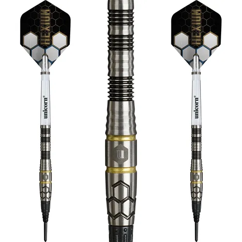 Unicorn Soft Darts Hexium 1 - 90% Tungsten Softtip Darts 22 g - Profi-Softdarts mit 90% Tungsten für optimale Präzision. Kompakt und leicht für ein verbessertes Spielgefühl. Ideal für ambitionierte Spieler!