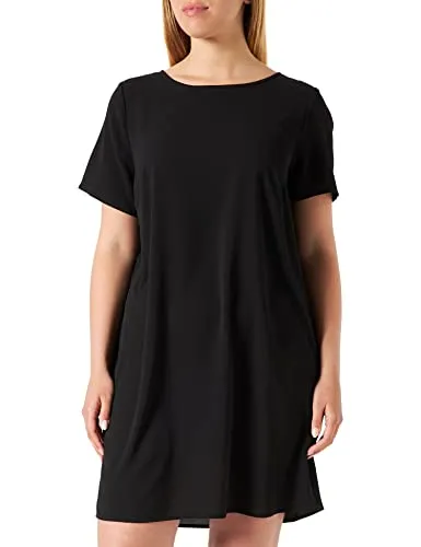 ONLY CARMAKOMA Sommerkleid - Elegantes schwarzes Kleid ohne Details - Kleider - Knielanges, kragenloses Sommerkleid in klassischem Schwarz, ideal für jeden Anlass und bequem durch den Einsatz von Elasthan.