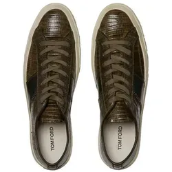 Tom Ford Cambridge Trainers - Luxus Sneaker aus Leder für Herren - Hochwertige Sneaker in Braun aus strukturiertem Leder, geliefert in original TOM FORD Box mit Staubbeuteln. Ideal für den lässigen Look und perfekten Komfort.