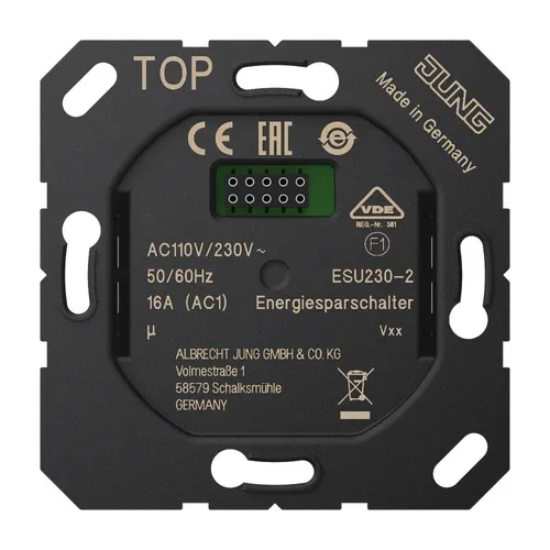 Jung ESU230-2 Energiesparschalter - Schwarz, ideal für Hotelcard-Schalter mit RFID-Technologie, sorgt für Energieeinsparungen und erhöht den Komfort für Gäste.