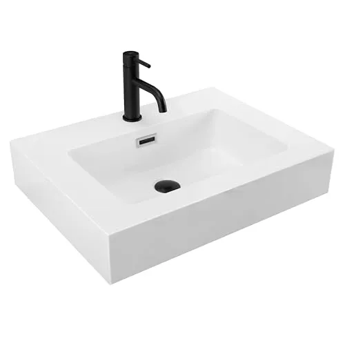 Rea Aufsatzwaschbecken Alison White – Hochwertige Keramik Waschschale für Badezimmer - Elegantes freistehendes Handwaschbecken aus hochwertiger Keramik (46 x 61 x 12 cm) mit 45 mm Ablaufloch. Ideal für stilvolle Badezimmergestaltungen.